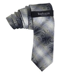 Van Heusen Men's Tie Grey Swirls 57"L X 3.5"W Classic Casual Business NWT